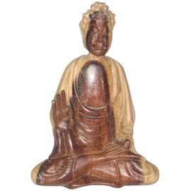 Brave Wings Hand Carved Wooden Decoration ~ Meditating Man 10.5cm High ~ Ornament Sculpture Figurine Statue Unique Table Decoration Home Decor ~ 5129