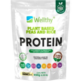 Proteína De Chícharo Y Arroz 15 Serv Sabor Vainilla Wellthy