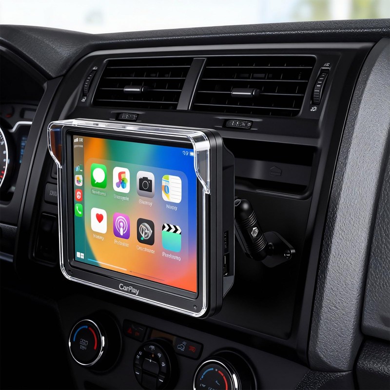 xik Aluminum AMPS Mount for 7-11" CarPlay Screen, [4-Button Lock][360°