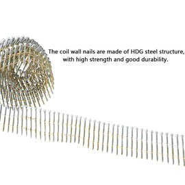 GXYWADY 3600Pcs Wire Coil Siding Nails 0.092 x 2-1/4 in Hot-Dip Galvanized Paint-Dipped Ring Shank Inclined 15 Degree Full Round Head Siding Nails of Lathing and Sheathing Materials