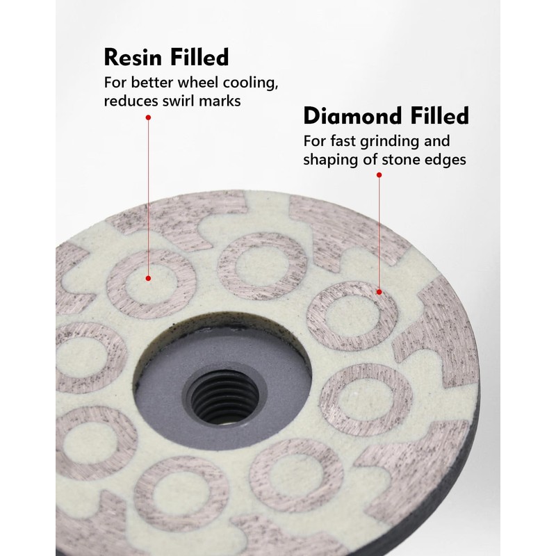 4" Flat Resin Filled Grinding Wheel, Chip Free Diamond Cup