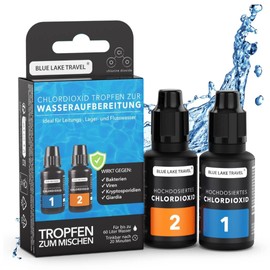 Water Treatment Drinking Water (60 to 120 Litres) - Water Sterilization & Drinking Water Treatment - 2-Component Chlorine Dioxide - Blackout Emergency Backpack - Emergency Equipment