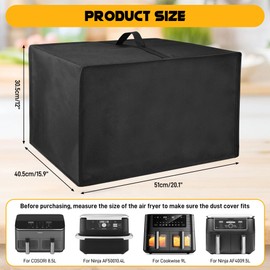 Hejo Air Fryer Dust Cover Compatible with Ninja AF500EUCP/AF400EUCP/AF400EU/AF451EU/AF300EU, Dustproof Waterproof and Heat-Resistantdust Cover for Cookwise 9L, for COSORI 8.5L Air Fryer