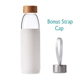 veegoal 25 Oz Borosilicate Glass Water Bottles with Bamboo Lid, BPA-FREE, Non-Slip Silicone Sleeve, and Stainless Steel Leak Proof Lid - Reusable Glass Bottle for Men and Women