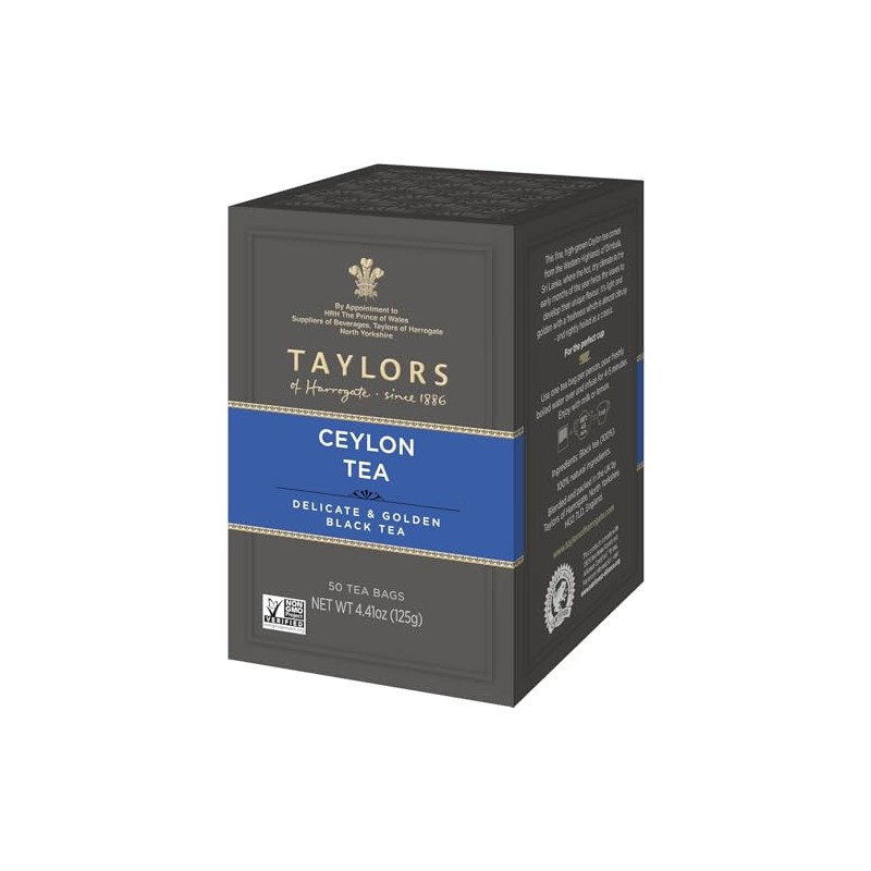 Taylors of Harrogate Pure Ceylon, Black Tea, Pillow Bags, 50