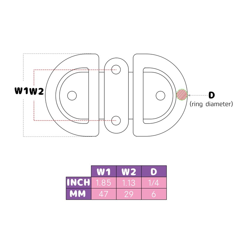 Atibin Hardware Steel Tie Down Ring Heavy Stainless Folding Pad