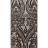 Mia Fabrics Inc. Big Damask Fabric - Black Holographic Embroidered