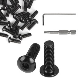 SUPAWAY M6 x 16 mm Allen Screws with Rounded Head, Pack of 40 Round Head Screws ISO 7380 Galvanised Pan Head All Screws Stainless Steel A2 V2A with Allen Key, H3 Batch Head for Wooden Furniture Black