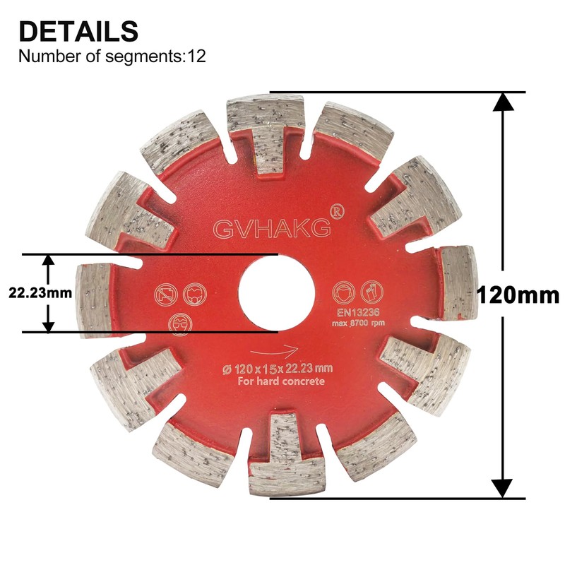 GVHAKG 120 mm Diamond Milling Disc, 15 mm Segment width