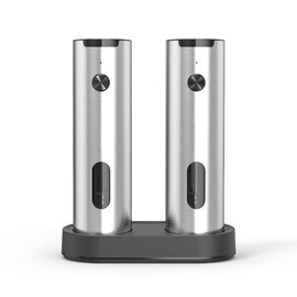FORLIM Electric Salt and Pepper Grinder Set, USB Rechargeable Electric Spice Grinder with Charging Base, Adjustable Coarseness, LED Light, Top Refill, Automatic Shaker, Housewarming Gift (2 pack)