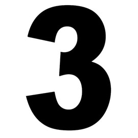 Merriway BH04027 (4 Pcs) Black Vinyl Stick-On Wheelie Bin Post Box Crate Dust Bin Numbers 75mm (3 inch) Number 3 - Pack of 4 Pieces