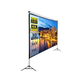 Projection Screen 120 inch, Washable 16:9 Foldable Anti-Crease Portable Projector Movies Screen for Home Theater Outdoor Indoor Support Double Sided Projection (120'' with Stand)
