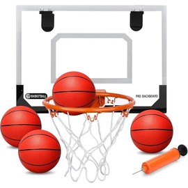 Larger Indoor Basketball Hoop Set for Kids with 4 Balls training mini basketball indoor silent basketball - Color: Shatterproof