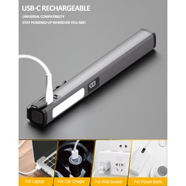 Cussity Rechargeable Pen Flashlight with COB Lights, LED Pen Lights with 6 Light Modes,Pocket Flashlight with Clip with LED Power Display, Penlight for Camping/Inspection/Emergency,Grey