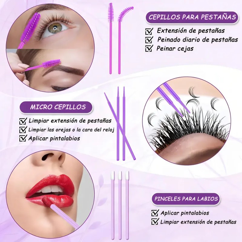 Kit de Extensiones de Pestañas con Herramientas, Curvatura D y
