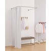 Yampos U Shaped Shower Curtain Rod Brushed Nickel, [Both Sides:
