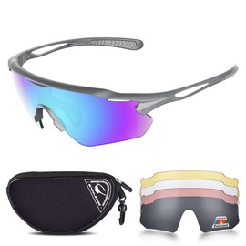 Snowledge Cycling Glasses for Men Women with 5 Interchangeable Lenses,TR90 Sport Sunglasses for Men for Cycling,UV400 Polarized Sunglasses，Sports Sunglasses for Men Women