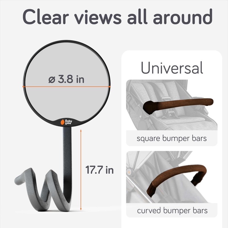Baby Uma Stroller Mirror for Baby - 100% Shatterproof Clamp