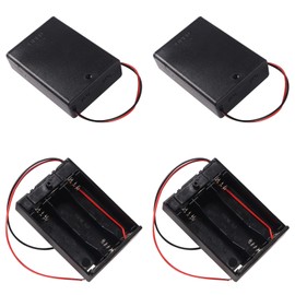 AITIAO 4 Pieces 3 Slots 1.5V AA Battery Case Holder Battery Spring Clip Storage Box with Wire and On/Off Switch