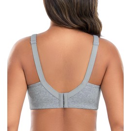 DotVol Women's Lace Cotton Comfort Plus Size Full Cup Minimizer Non Foam Wireless Bra(UK 48E,EU 110F,Grey)