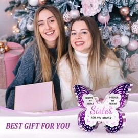 GLEEVERA Sister Birthday Gifts, Birthday Gift for Sister from Sisters Brother, Valentines Mothers Day Birthday Christmas - Butterfly 5x3.8 IN Acrylic Decorative Plaques