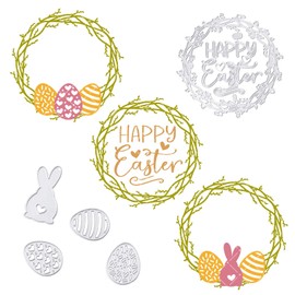 Bymivofun 5 Pieces Easter Cutting Dies Rabbit Eggs Cutting Dies Easter Cutting Dies Set for Scrapbooking, Photo Paper, Cards, Craft Embossing, DIY Making