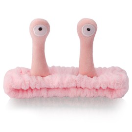 SuPoo Snail Face Wash Headband - Light Pink, Soft Microfiber Material, Funny Design, One Size Fits Most, Strong Water Absorbent, Multi-Function Use for Spa, Sports, Yoga, Makeup, Face-Washing, Shower