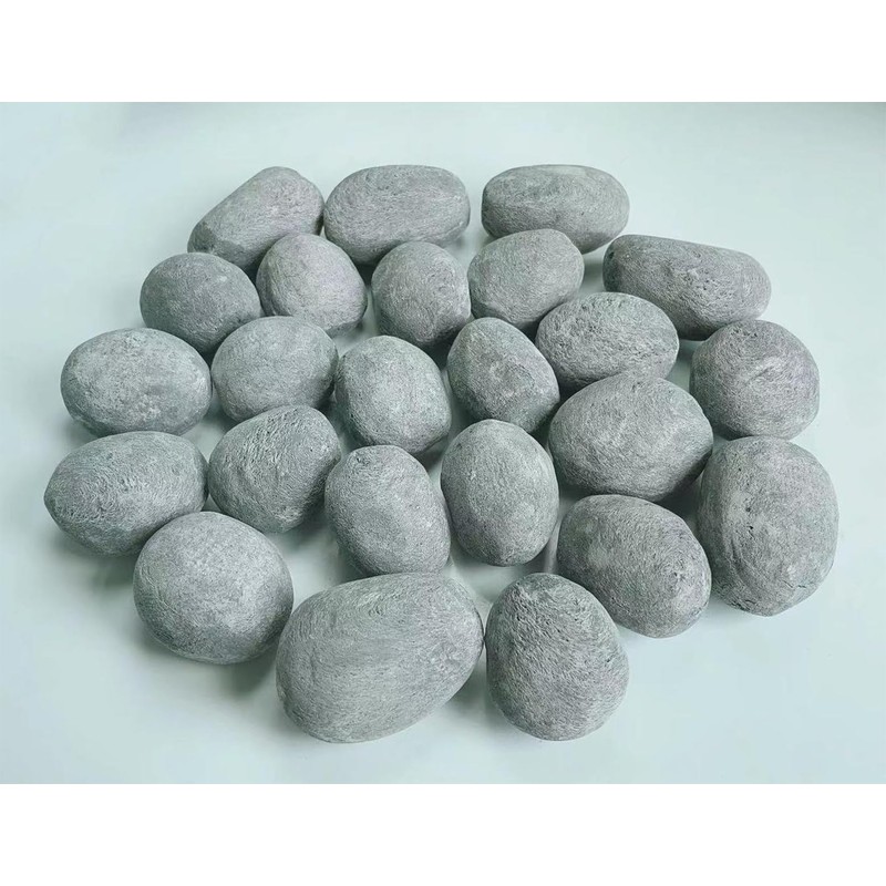 Grey Gas Logs Ceramic Pebbles,24PCS Gas Fireplace Logs,Inside Fireplace Accessories,Ceramic