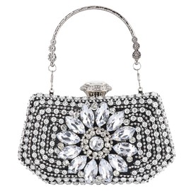 COAIMANEY Womens Sparkly Rhinestone Crystal Clutch Glitter Sequin Evening Bag Purse Handbag for Bridal Wedding Party Prom