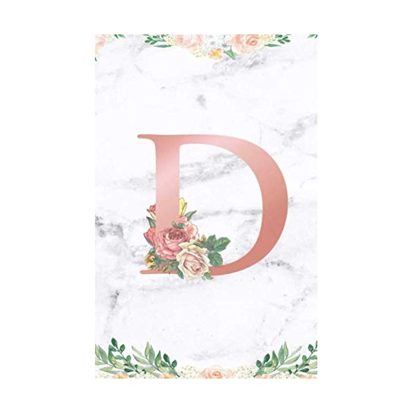 Letter D: Rose Gold & White Marble Monogram Letter D