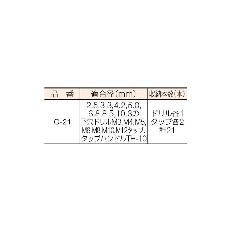 TRUSCO C-21 Tap Drill Case, Storage for 21