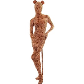 Chendvol Men's and Women's Spandex Leopard Tiger Zebra Full Body Zentai Costume BodysuitV (Medium, Leopard)