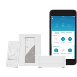 Lutron Caseta Smart Start Kit for Lamps, Plug-In Lamp Dimmer with Smart Bridge and Pico remote, Works with Alexa, Apple HomeKit, and the Google Assistant | P-BDG-PKG1P | White