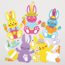 Baker Ross Easter Bunny Decorations to Mix and Match Pack of 8 Easter Crafts for Kids (AX767), Blue, Purple, Pink