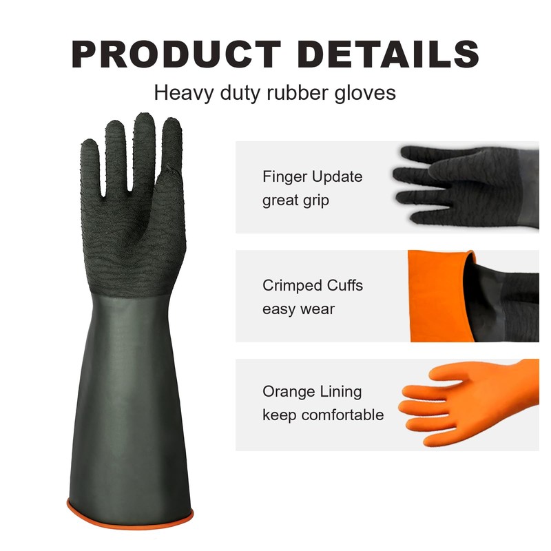 North Tower Heavy Duty Rubber Gloves, Industrial Gloves Waterproof Reusable
