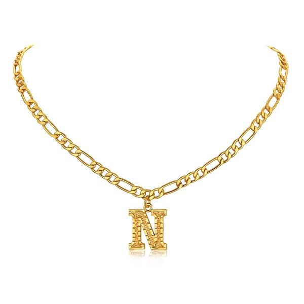 FOCALOOK Initial Neckles for Women Men 14K Gold Plated N