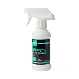 Medline Skintegrity Wound Cleanser, 8 ounce Spray Bottle, for wound cleaning, debridement, removing protein, pressure injuries, infected wounds, spray can be adjusted from mist to stream