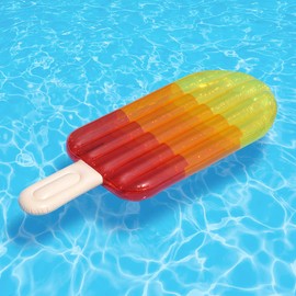 6ft Giant inflatable Ice Lolly Pool Lounger Float Raft Air Bed Novelty Holiday Poolside PVC Water Toy - Lilo for Swimming Pools – Colour Transparent YELLOW ORANGE RED
