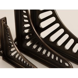 Antique Brass Sunrise Shelf Brackets | Heavy Duty Brackets for Kitchen Bookshelf | Brass Shelving Heavy Solid Cast Brass | Sold Individually