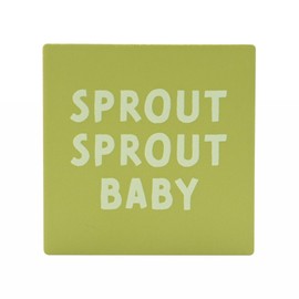 The Seasonal Gift Co - 'Sprout Sprout Baby' Green Square Ceramic Coaster - 10cm x 10cm - Whimsical Christmas Gifting & Homeware Present for Tea, Coffee & Holiday Festive Drinking - Xmas Homeware.