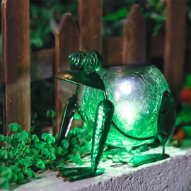 Solar Garden Lantern Waterproof LED Frog Solar Lights Outdoor Decorative Tabletop Lanterns Lamp for Yard Patio Table Decoration