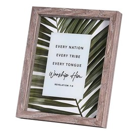 Dicksons Every Nation Tribe Tongue Revelation 7:9 Brown Wood and Glass Shadowbox Style Hanging Wall Art 11 x 9 Inch