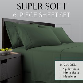 Danjor Linens King 6 Piece Sheet Set - Hotel Quality, Breathable, & Cooling Sheet Set with Deep Pockets - Soft Bed Sheets - Wrinkle Free - Machine Washable -Sage Green Sheets for King Size Bed - 6pc