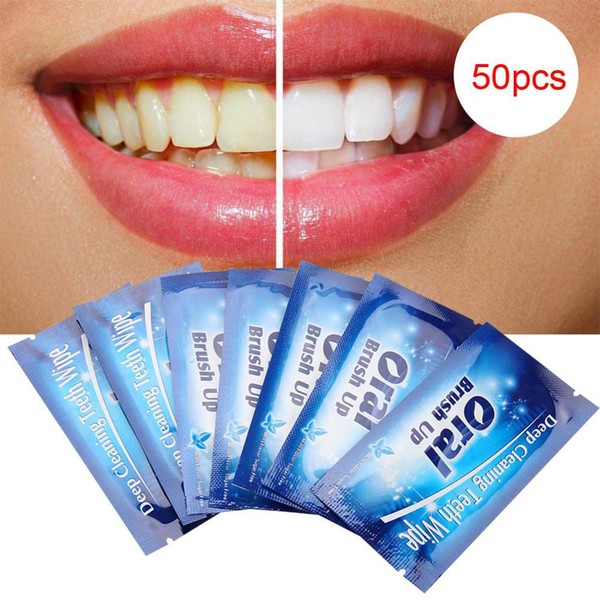 LifeBest Pack of 50 Disposable Wipes Oral Brush Up Fingers for Deep Cleaning Wipes Dental Teeth Oral Care Teeth Cleaning Teeth Whitening Wipes Disposable Finger Toothbrush