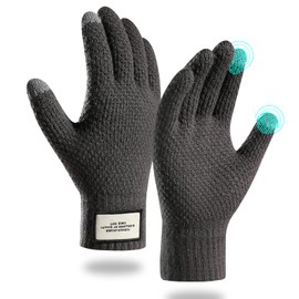Moyad Winter Gloves Men Women, Touch Screen Knitted Gloves, Thermal Gloves with Warm Fluff Lining, Windproof Lightweight Warm Gloves for Cycling Running Skiing Hiking Driving Outdoor Sports, Dark Grey