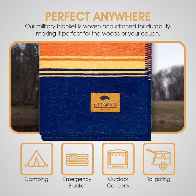 Chubbuck 100% Wool Blanket (60" x 84") - Soft Wool