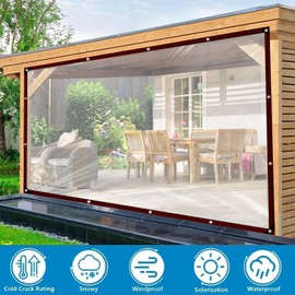 Clear Tarp - Heavy Duty Waterproof 7x9FT Plastic Tarps with Grommets Clear Vinyl Tarps for Outdoor Porches Transparent Tarpaulin for Patio Enclosure Roofs Greenhouse Plant Chicken Coop Cover