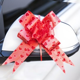 YCLFHOO 10pcs Gift Bows,Large Red Pull Bows,Pull Bows for Gift Wrapping,Car Bow Ribbon Loops for Christmas Trees/Wedding/Party/Valentine's Decoration/Birthday Present Ties-Red