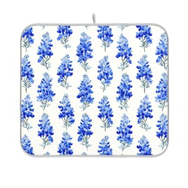 Tatenale Watercolor Bluebonnets Dish Drying Mat for Kitchen Counter Kitchen Drying Mat Dish Rack Mat Dish Drainer Pad Microfiber Absorbent Washable Drying Pad for Countertop 16 x 18