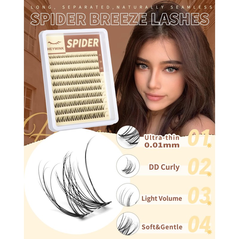 Spider Breeze Lash Clusters Kit Wispy Natural Eyelash Clusters DD